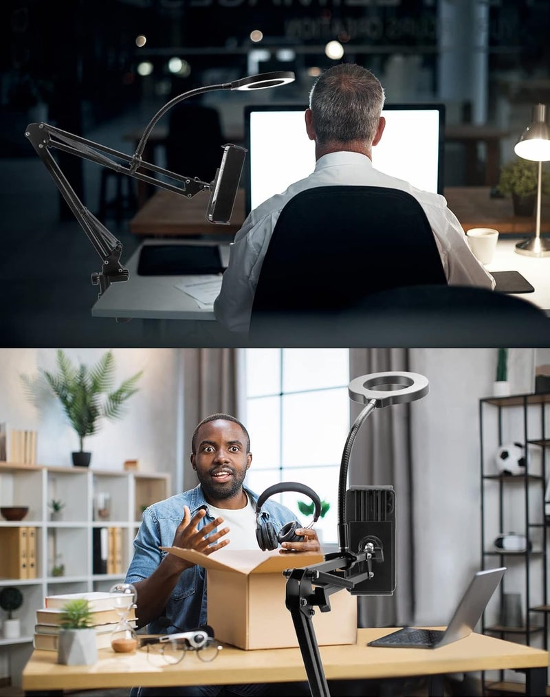 QWORK Universal Desk C-Clamp with 1/2" Thread Hole, 4 Pack Adjustable Metal Mounting Table Clamp, Desk Light Clamp Mount Holder for Swing Arm Magnifying Desk Lamp Microphone Camera - Image 5